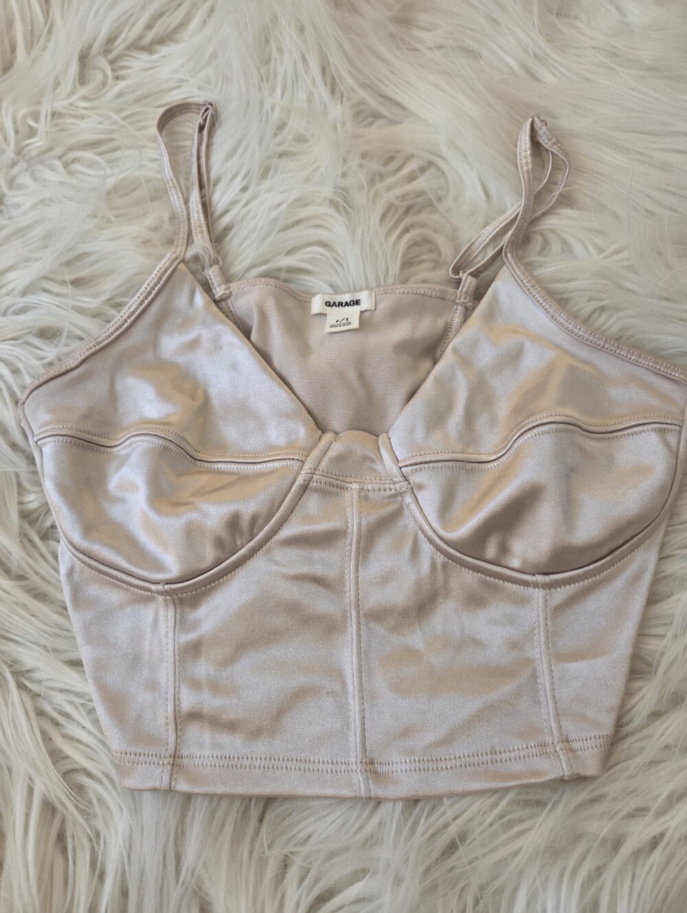 Garage Satin Bralette Crop Top - Champagne Color